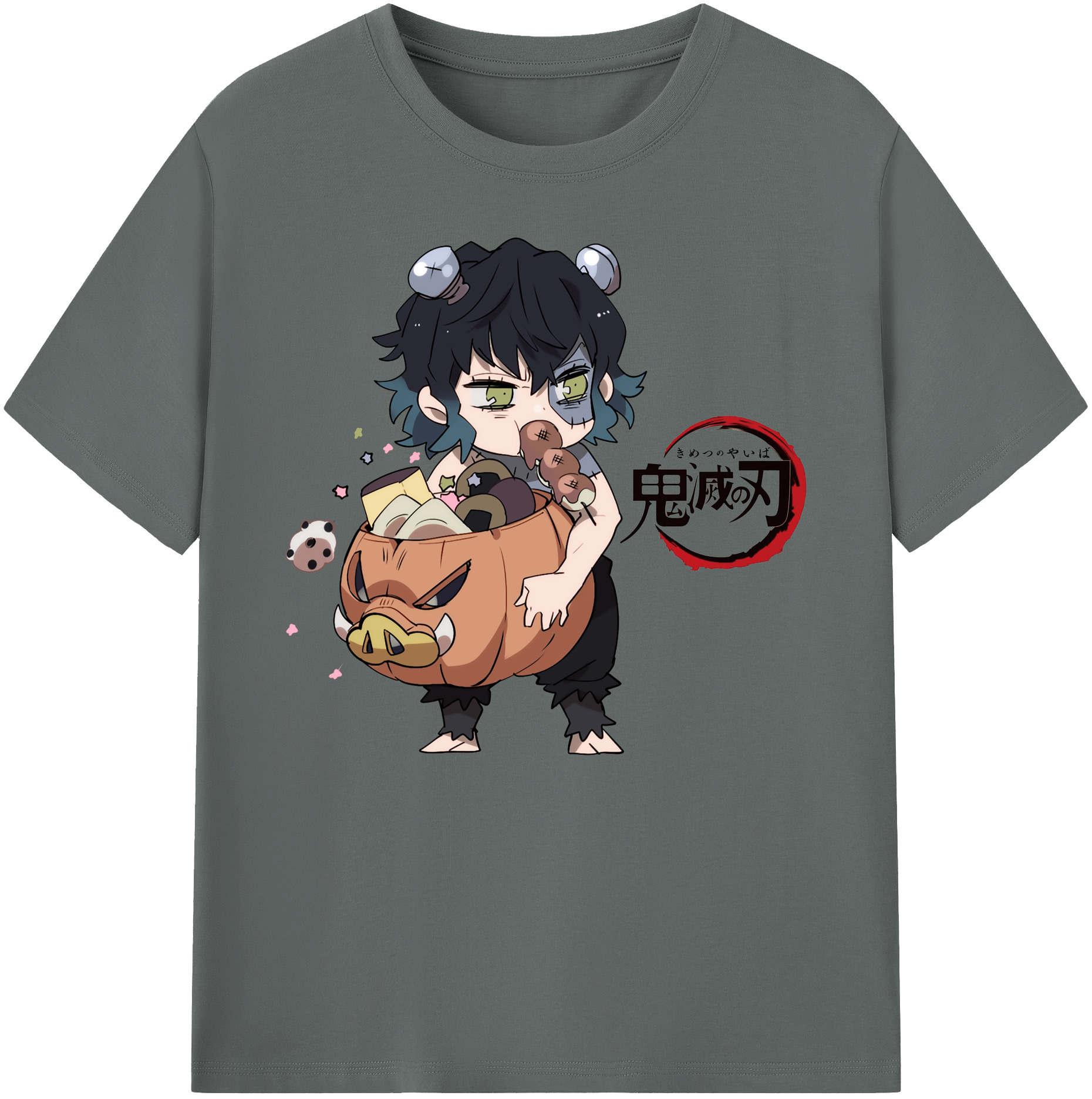 （画像用） 鬼滅の刃（きめつのやいば）嘴平 伊之助／はしびら いのすけ Hashibira Inosuke 綿100％ メンズ半袖Tシャツ｜肌触りやわらか＆通気性